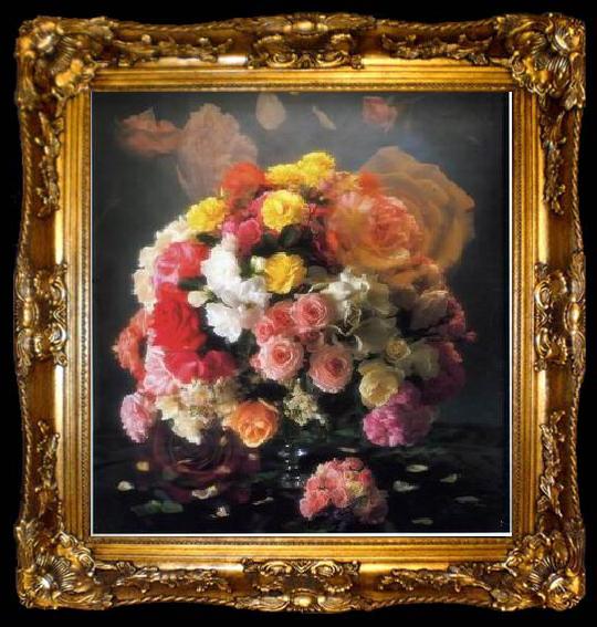 framed  unknow artist Still life floral, all kinds of reality flowers oil painting  317, ta009-2